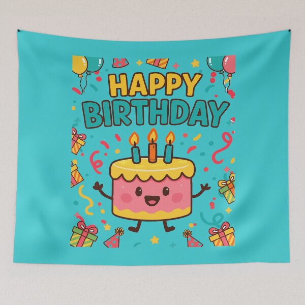 Item preview, Cute Kawaii Happy Birthday Cake Character designed and sold by Innova_Creations.