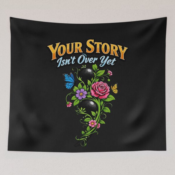 Item preview, Your Story Isn't Over Yet Semicolon Butterfly Rose designed and sold by Tsugraf Designs.