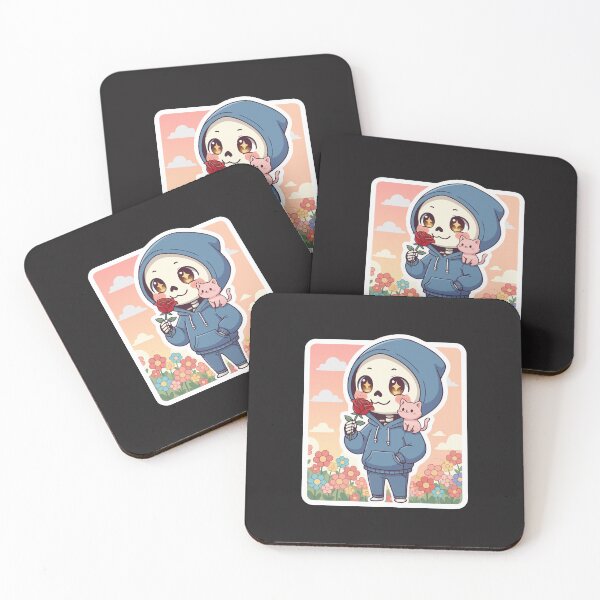 Item preview, Cute Kawaii Skeleton Holding Rose Romantic Pastel Goth designed and sold by Cipher & Soul.