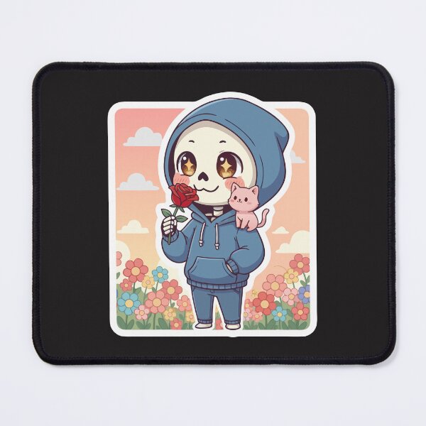 Item preview, Cute Kawaii Skeleton Holding Rose Romantic Pastel Goth designed and sold by Cipher & Soul.