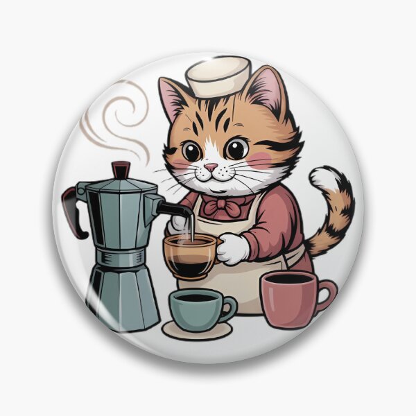 Item preview, Cute Cat Barista Coffee Lover Retro Art designed and sold by GridAura.