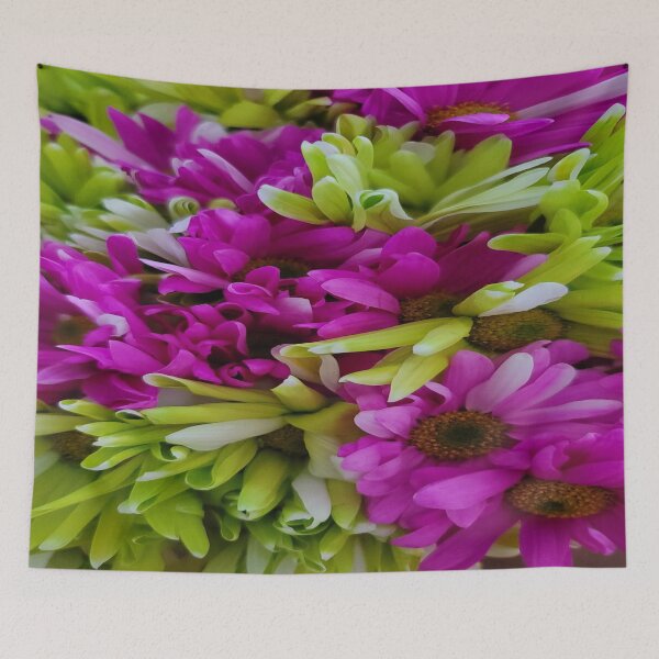 Item preview, Fuchsia and Lime Green Chrysanthemum Bouquet designed and sold by Isabeles Crafts.