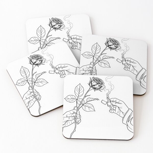 Item preview, Rose and Smoke Line Art Drawing designed and sold by JeevanStickers.