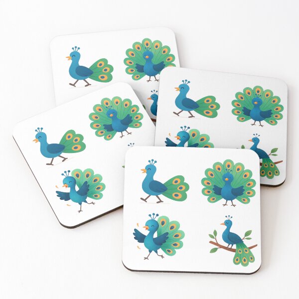 Item preview, Peacock Cuties Collection – 4 Watercolor Stickers designed and sold by BeaMiciaDoodles.