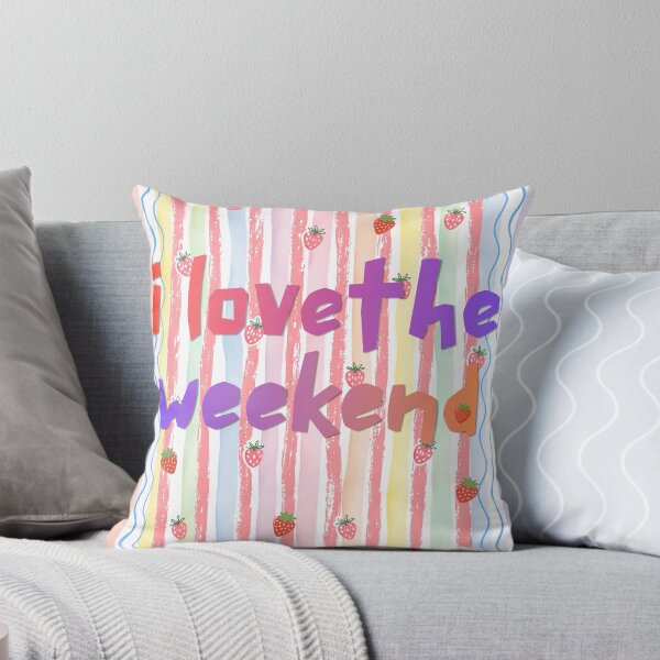 Item preview, Retro Strawberry Weekend Graphic with Striped Background designed and sold by VibranPalette.