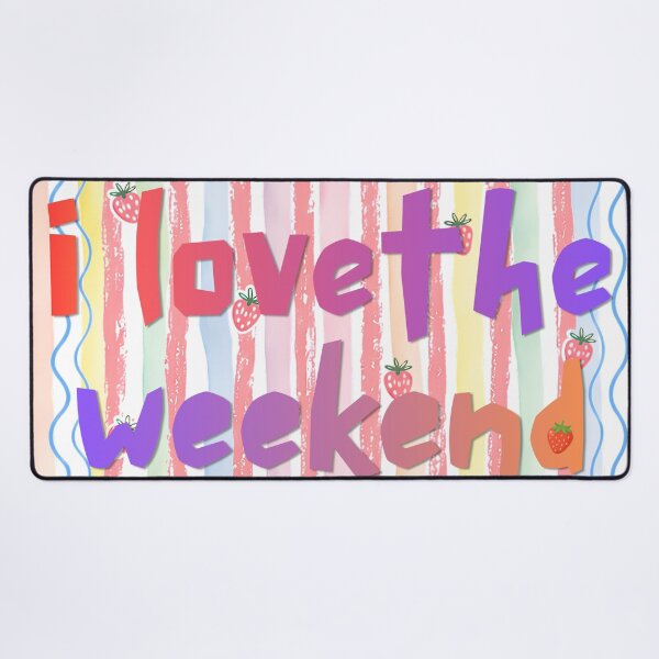 Item preview, Retro Strawberry Weekend Graphic with Striped Background designed and sold by VibranPalette.