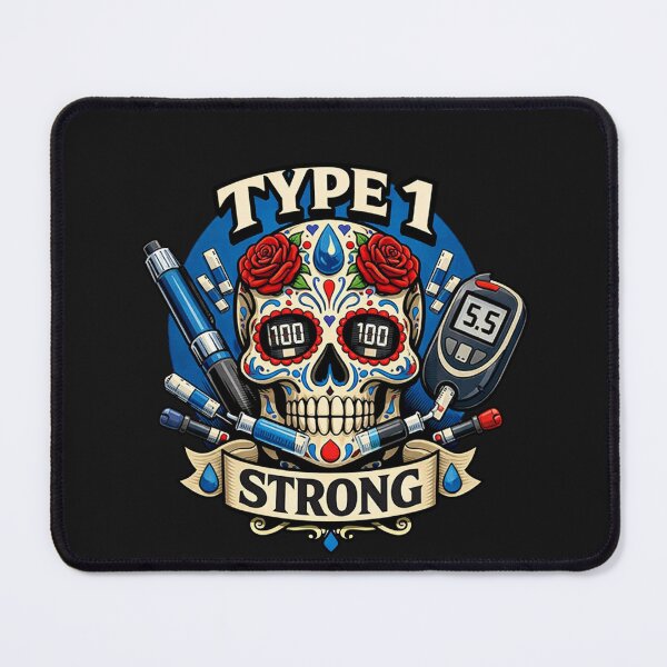 Item preview, Type 1 Diabetes Strong Sugar Skull Warrior T1D designed and sold by Tsugraf Designs.