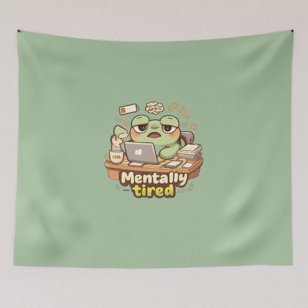 Item preview, Mentally Tired Frog | Cute Kawaii Chibi Desk Chaos designed and sold by Noxivora.