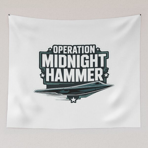 Item preview, Operation Midnight Hammer Stealth Jet Military Tactical T-Shirt and Sticker Design designed and sold by MerchlyMike.