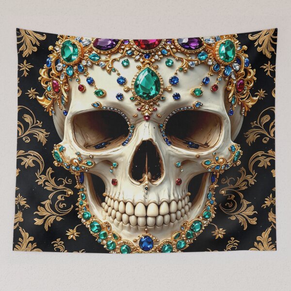 Item preview, Jeweled skull with royal crown and gold ornaments designed and sold by WonderPiks.
