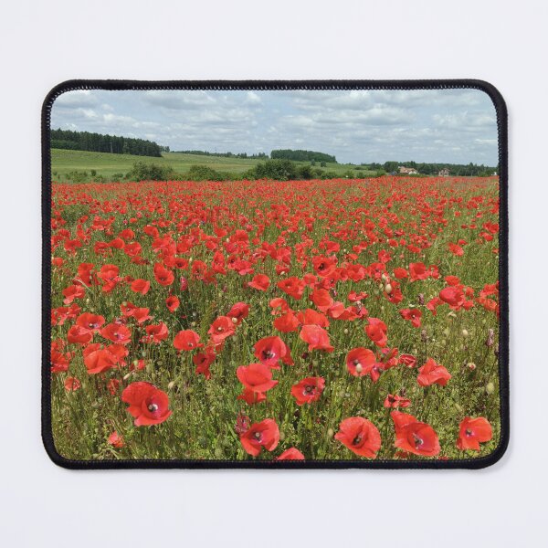 Item preview, Red poppy field landscape under summer sky. designed and sold by MyHappyArtShop.