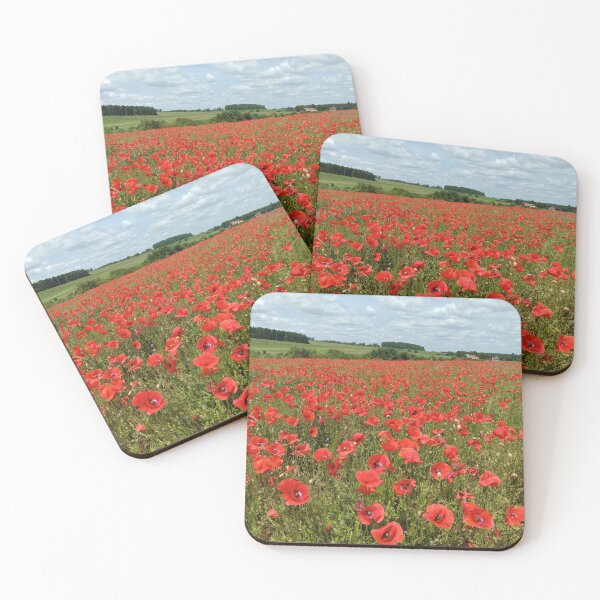 Item preview, Red poppy field landscape under summer sky. designed and sold by MyHappyArtShop.