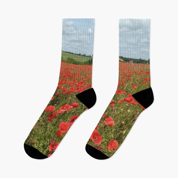 Item preview, Red poppy field landscape under summer sky. designed and sold by MyHappyArtShop.