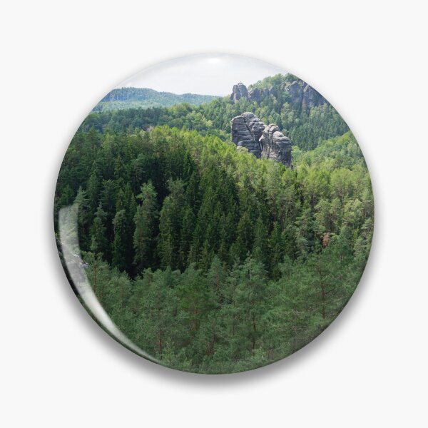 Item preview, Green forest and view towards the Bastei mountain, Saxon Switzerland designed and sold by Heidemüllerin.