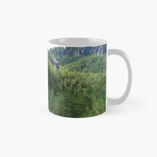 Item preview, Green forest and view towards the Bastei mountain, Saxon Switzerland designed and sold by Heidemüllerin.