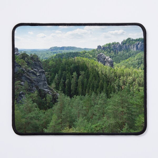 Item preview, Green forest and view towards the Bastei mountain, Saxon Switzerland designed and sold by Heidemüllerin.