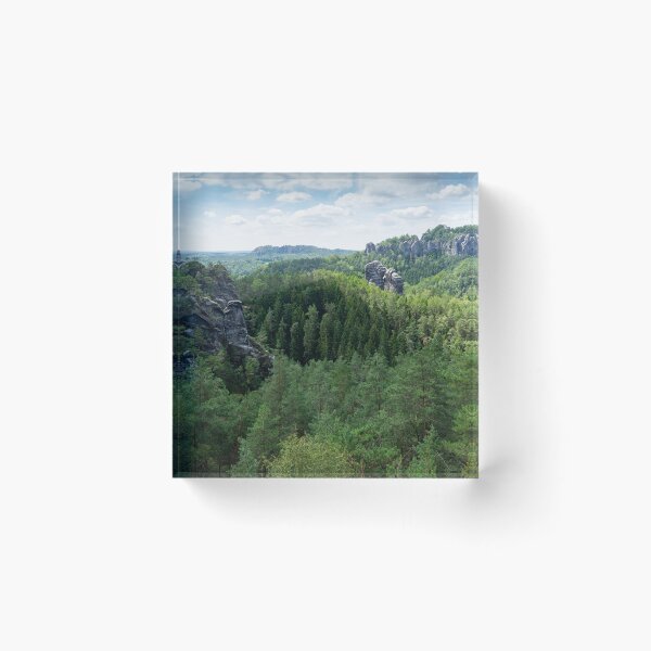 Item preview, Green forest and view towards the Bastei mountain, Saxon Switzerland designed and sold by Heidemüllerin.