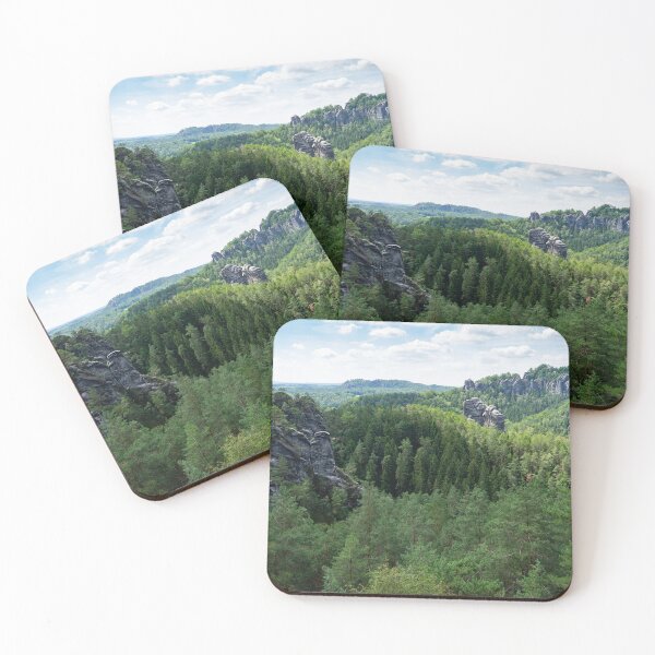 Item preview, Green forest and view towards the Bastei mountain, Saxon Switzerland designed and sold by Heidemüllerin.