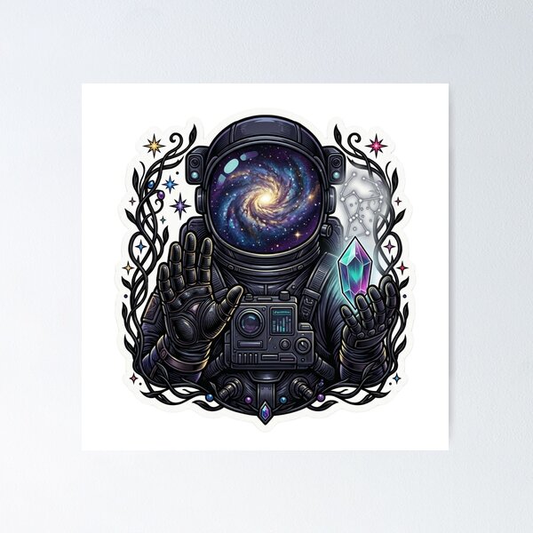 Item preview, Cosmic Astronaut Galaxy Helmet Sticker designed and sold by JeevanStickers.