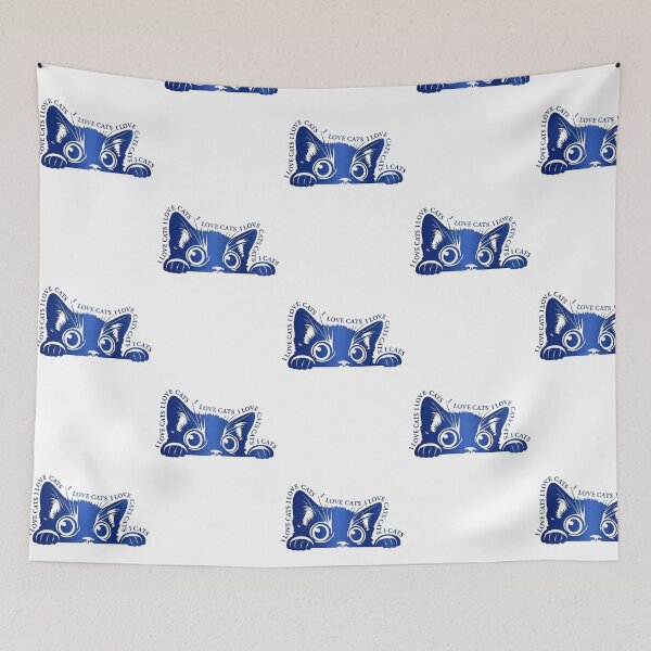 Item preview, Blue Cat Love for Cats designed and sold by Golden Threads Studio.