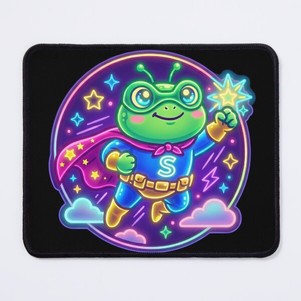 Item preview, Neon Super Hero Frog – Cute Cartoon Amphibian Adventure Design designed and sold by ArtsyExplorer.