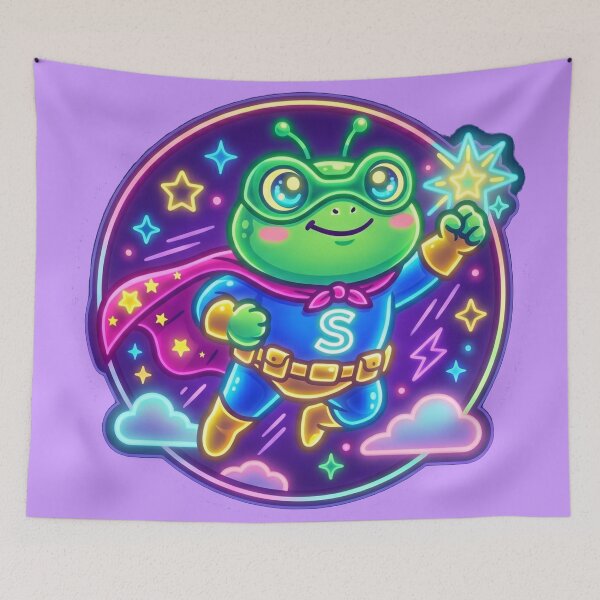 Item preview, Neon Super Hero Frog – Cute Cartoon Amphibian Adventure Design designed and sold by ArtsyExplorer.