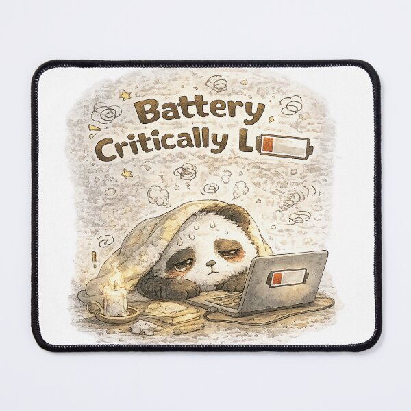 Item preview, Burnout Panda – Battery Critically Low | Exhausted Cozy Panda designed and sold by Clothes With Smiling Animals Walt Gral.
