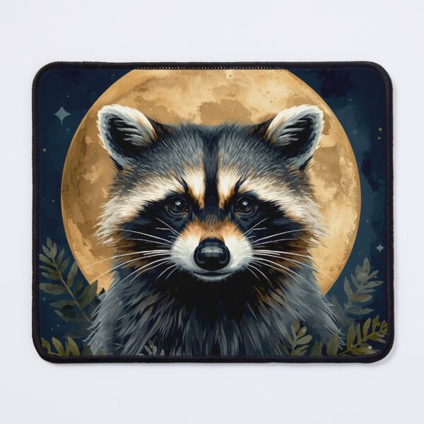 Item preview, Celestial Raccoon Watercolor Moon Forest Art designed and sold by Biedroneczka.