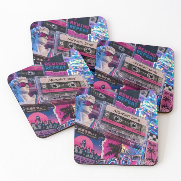 Item preview, Neon Rewind — Retro 80s Synthwave Mixed‑Media Collage designed and sold by Jandedan.