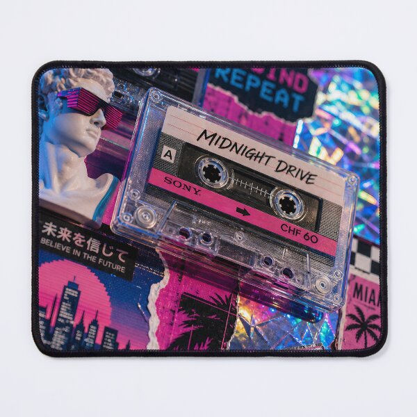Item preview, Neon Rewind — Retro 80s Synthwave Mixed‑Media Collage designed and sold by Jandedan.