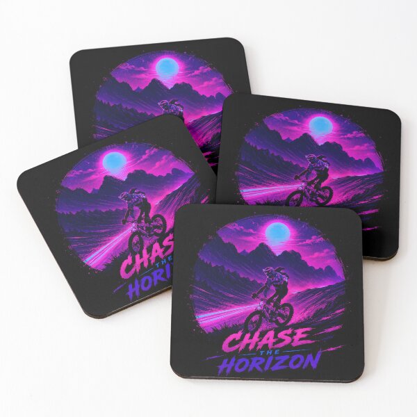 Item preview, Chase the Horizon – Synthwave Dirt Bike Canvas Art | Retrowave Neon Mountain Print designed and sold by AbstractAuraArt.