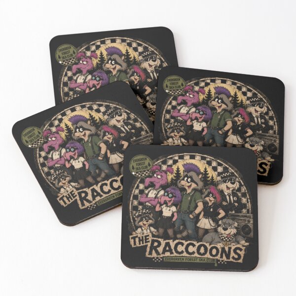 Item preview, The Raccoons Evergreen Forest Ska Club Retro Cartoon Fan Art designed and sold by DravensApparel.