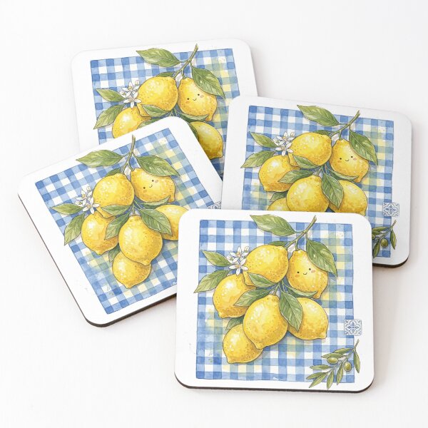 Item preview, Sunny Sicilian Lemons Gingham Watercolor Painting designed and sold by CRAZY&ART.