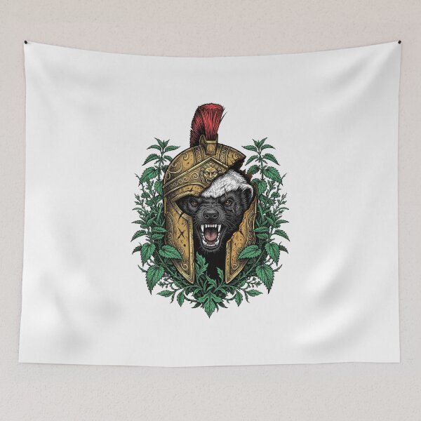 Item preview, A honey badger wearing a Spartan helmet designed and sold by krabbaraban.