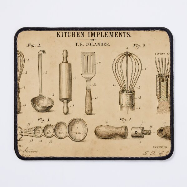 Item preview, Kitchen Implements Patent Print · Vintage Technical Wall Art · Cooking Enthusiast Gift designed and sold by Savannah North.