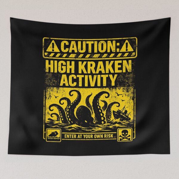 Item preview, Caution High Kraken Activity - Vintage Sea Monster Warning  designed and sold by SidTastic .