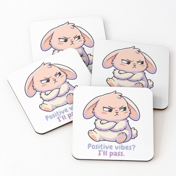 Item preview, Cute Pink Bunny Positive Vibes Ill Pass designed and sold by AnnLya.
