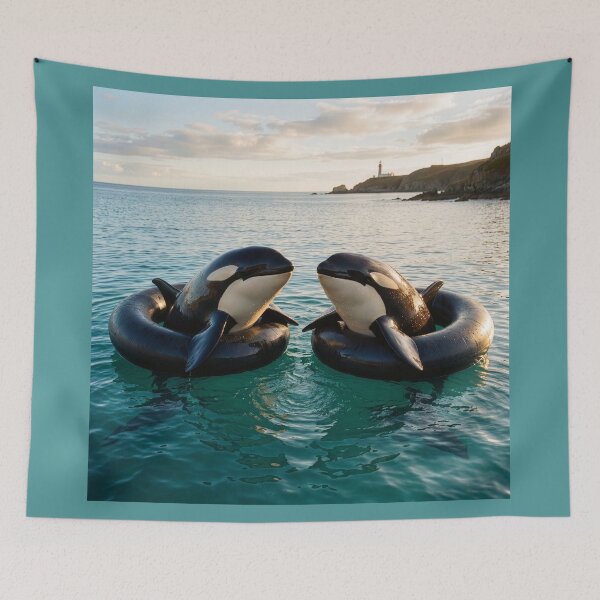 Item preview, Young Killer Whales Float in Inner Tubes designed and sold by Tridentulus.