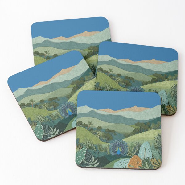 Item preview, Watercolor Peacock in the Jungle Mountain Path designed and sold by GeoandHome.