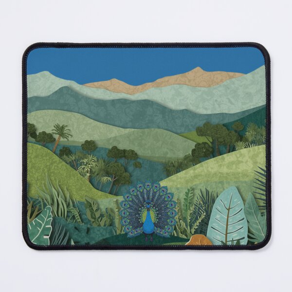 Item preview, Watercolor Peacock in the Jungle Mountain Path designed and sold by GeoandHome.