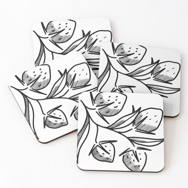Item preview, Minimalist Ink Strawberry Branch Sketch designed and sold by QuirkyCanvad.