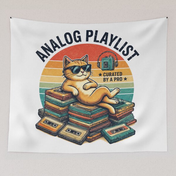 Item preview, Analog Playlist Cat – Retro Cassette Music Vintage Cool Cat Design designed and sold by MartBook.