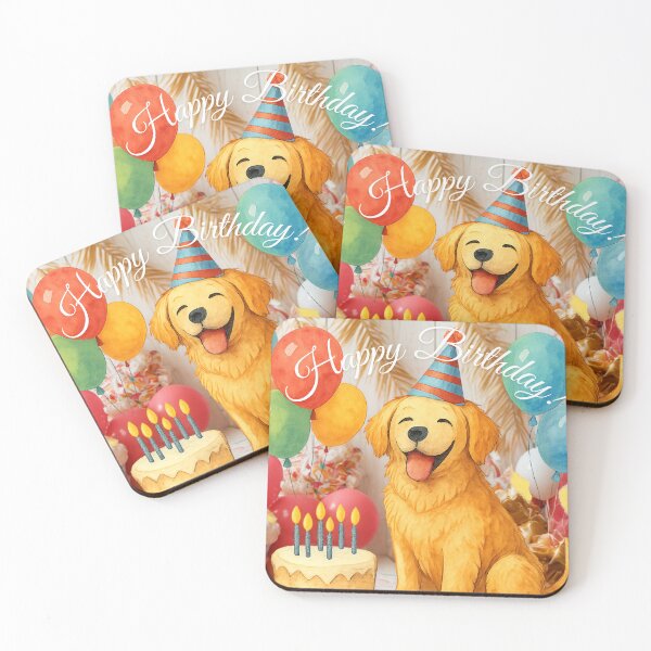 Item preview, Golden Retriever Birthday Watercolor Art designed and sold by Innova_Creations.