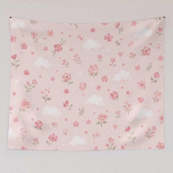 Item preview, Rosy Little Flowers & Clouds Baby Blanket Pattern designed and sold by Zaydroid.