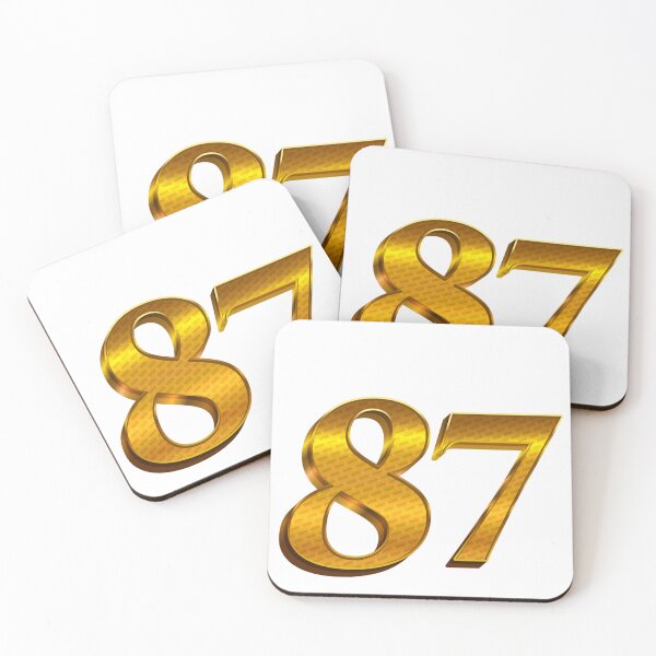 Item preview, Gold 3D Number 87 Metallic Luxury Yellow Typographic designed and sold by Rawafi Art Studio.