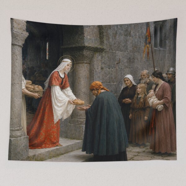 Item preview, Elisabeth of Hungary by Edmund Blair Leighton - Medieval Charity Painting Historical Bread Offering Art for Dark Academia Collectors designed and sold by RickE.