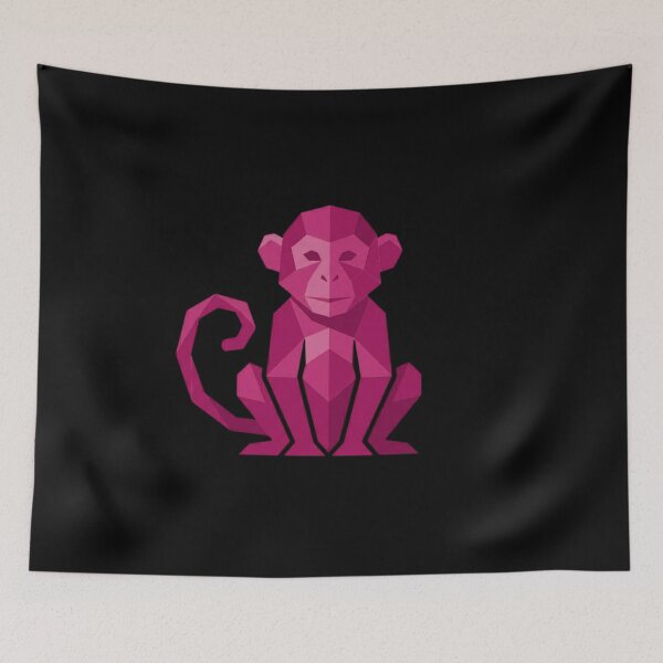Item preview, Magenta Low Poly Monkey Sweatshirt – Abstract Animal Art for Color Lovers and Urban Fashion designed and sold by bsbd-action.