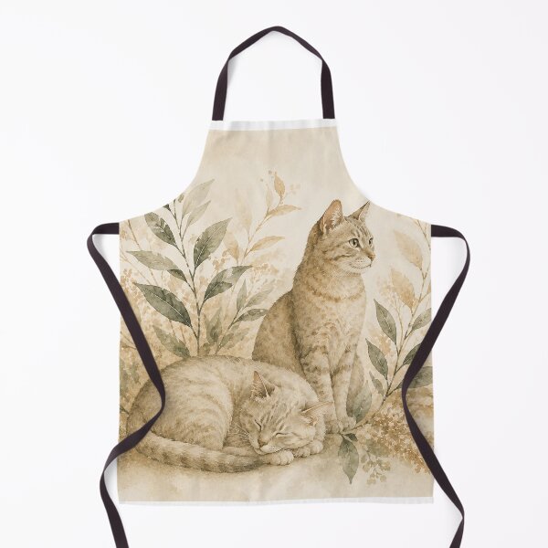 Item preview, Two Cats Botanical Watercolor Vintage Nature Poster designed and sold by WildRootsStudiobyMeg.