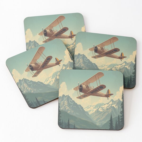 Item preview, Vintage Biplane Over Mountain Forests designed and sold by TKHdesigns.