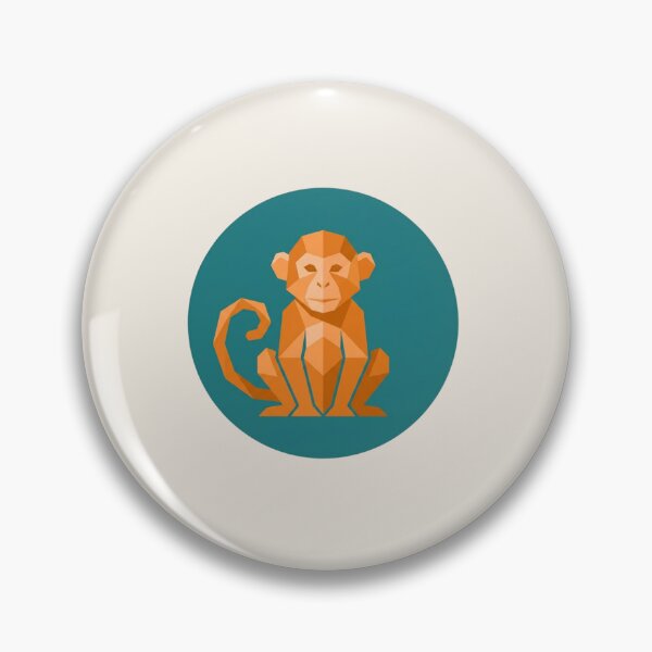 Item preview, Orange Monkey in Turquoise Circle Picture – Polygonal Animal Poster for Home Decor and Children's Gift designed and sold by bsbd-action.